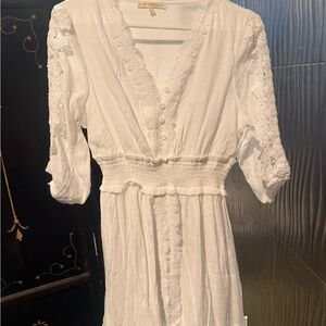 White Lace Trim Dress